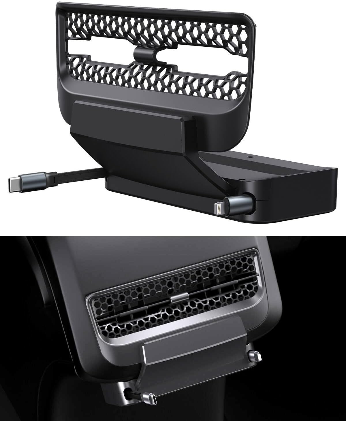 Fast Charge Tesla Phone Dock - Retractable Cord, Fits Model 3/Y