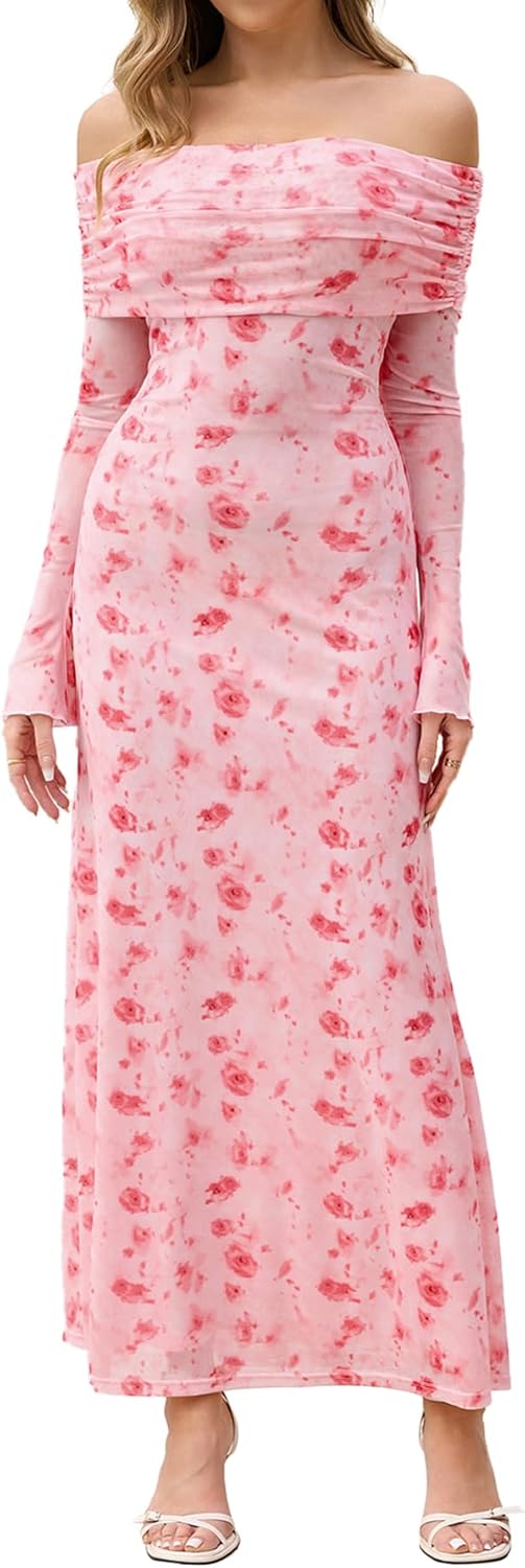 KUTUMAI Off Shoulder Bodycon Maxi Dress for Elegant Occasions