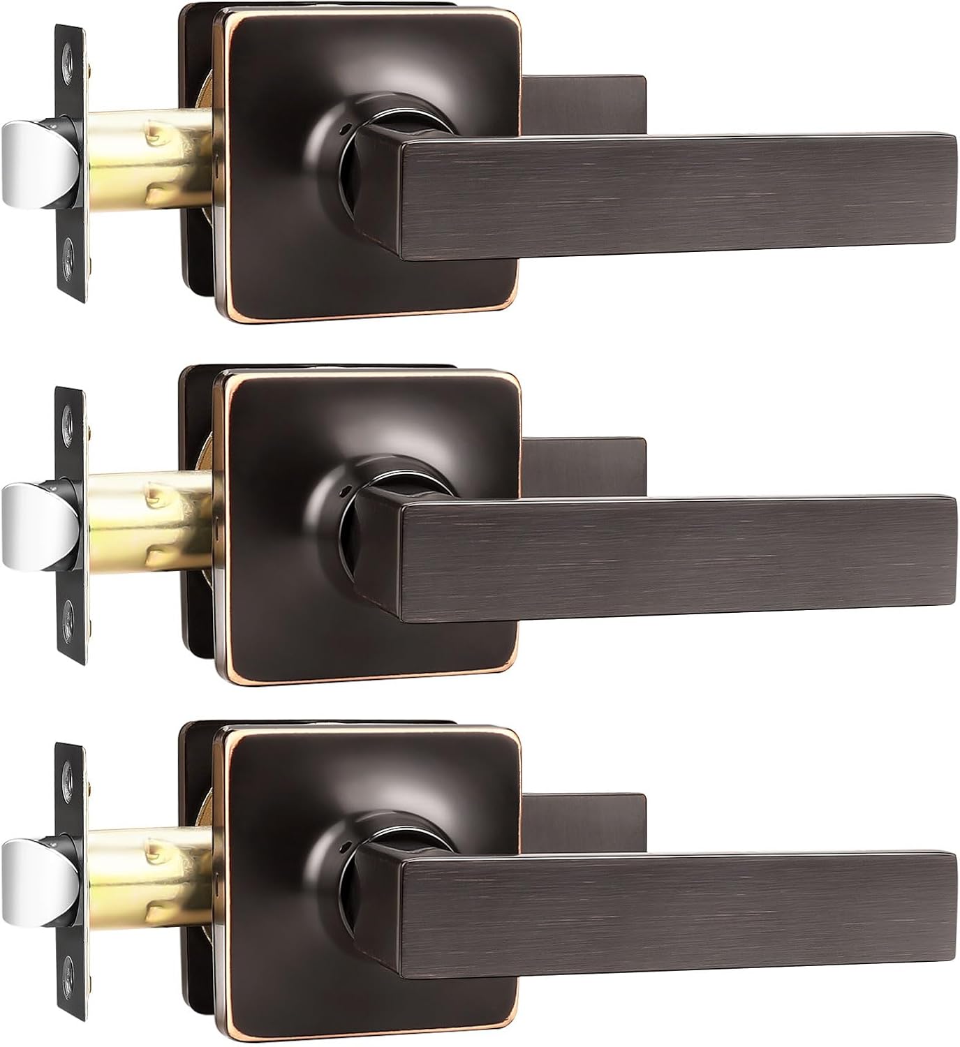 GOBEKOR Oil Rubbed Bronze Passage Door Levers for Modern Homes