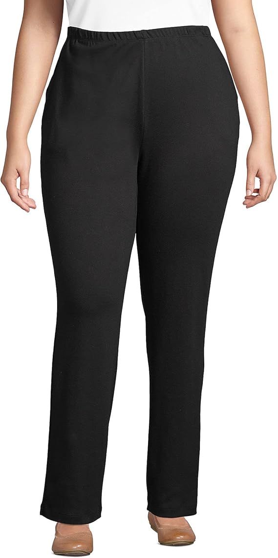 Lands' End Women's Sport Knit High Rise Elastic Waist Pull On Pants