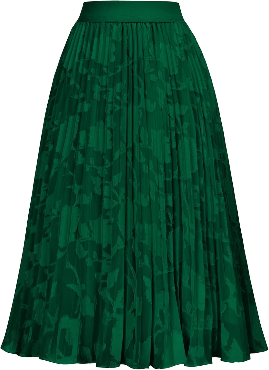 High Elastic Waist Pleated Chiffon Midi Swing Skirt for Women