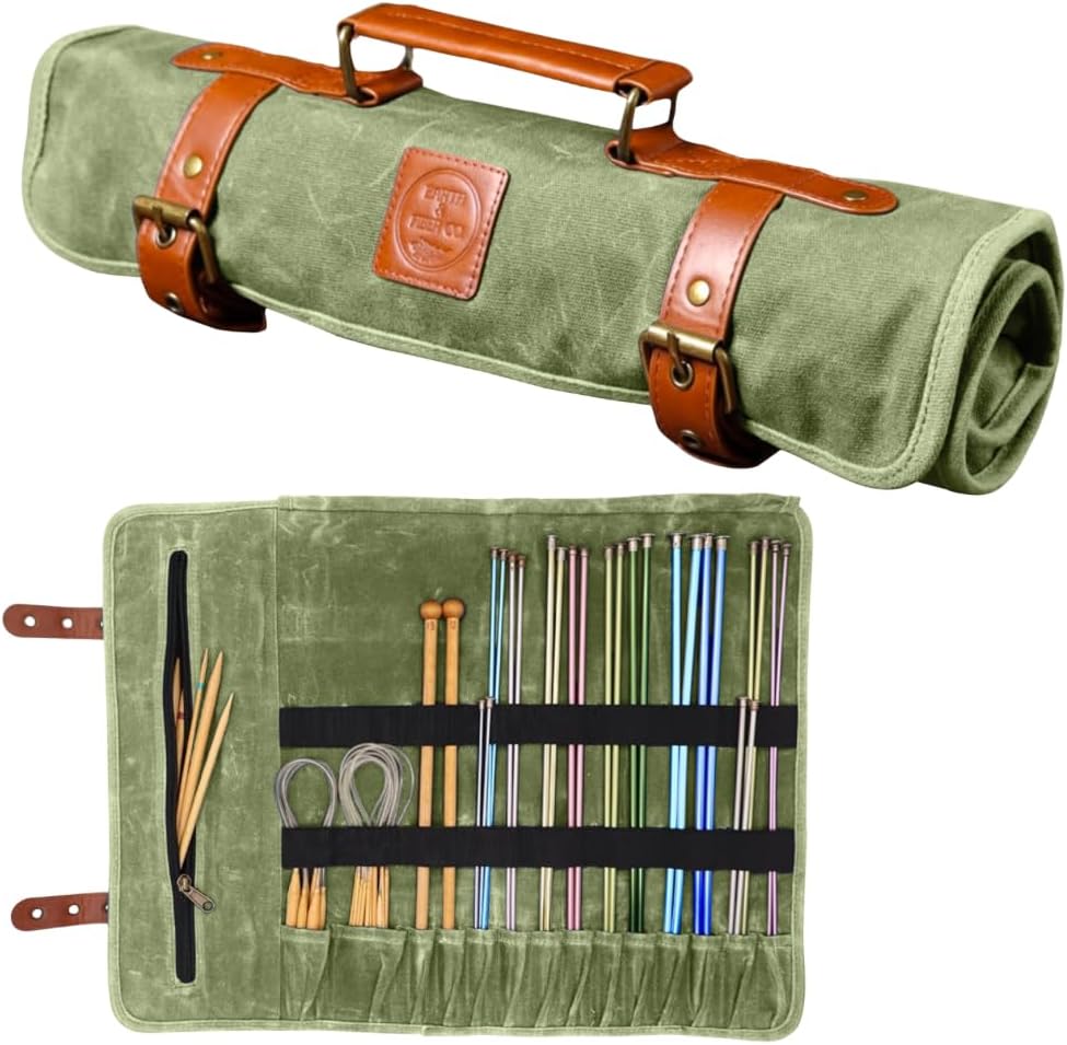 Durable Waxed Canvas Knitting Needle Case for Easy Storage
