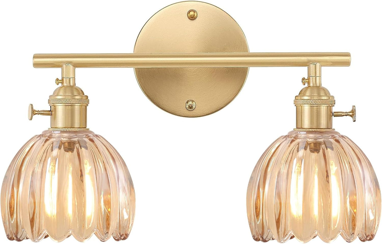 Bathroom Light Fixtures with Amber Tulip Glass Shade for Style