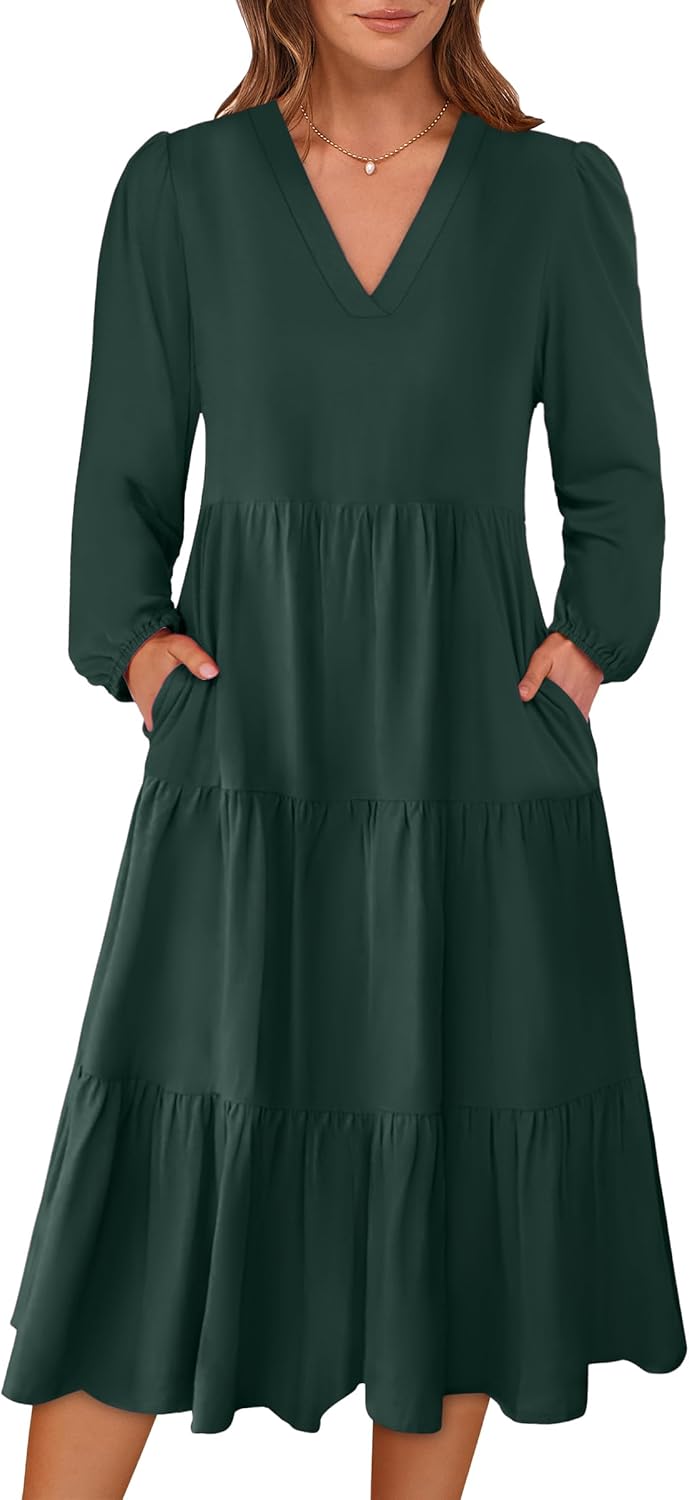 ANRABESS Women's Long Lantern Sleeve Floral Midi Dress Review