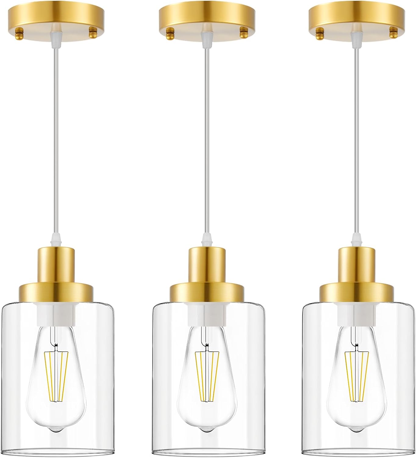 Industrial Pendant Lighting with Clear Glass Shade for Home