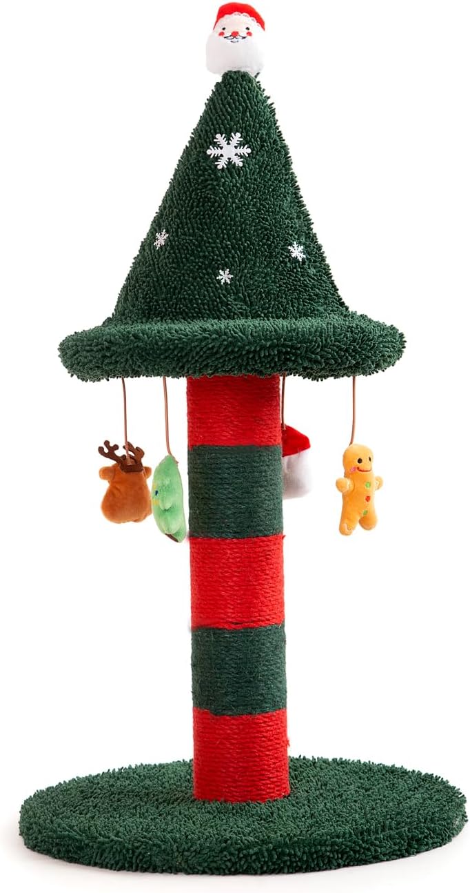 LUCKITTY Cat Scratching Post with Plush Toy for Cats
