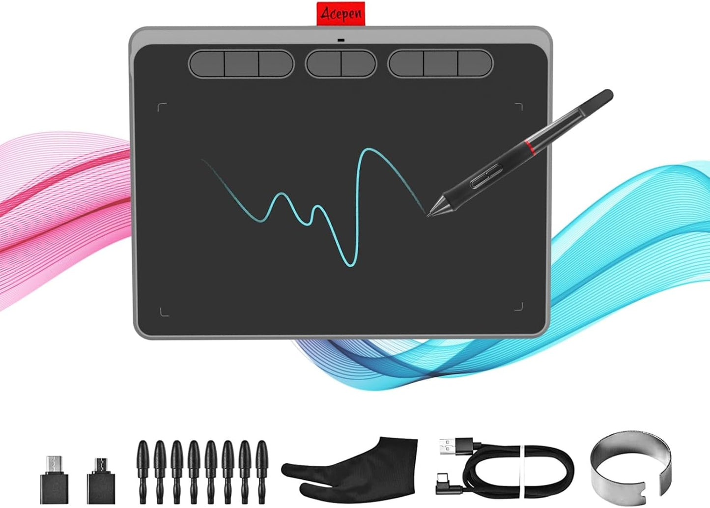 Graphics Drawing Tablet with Battery-Free Stylus for Artists