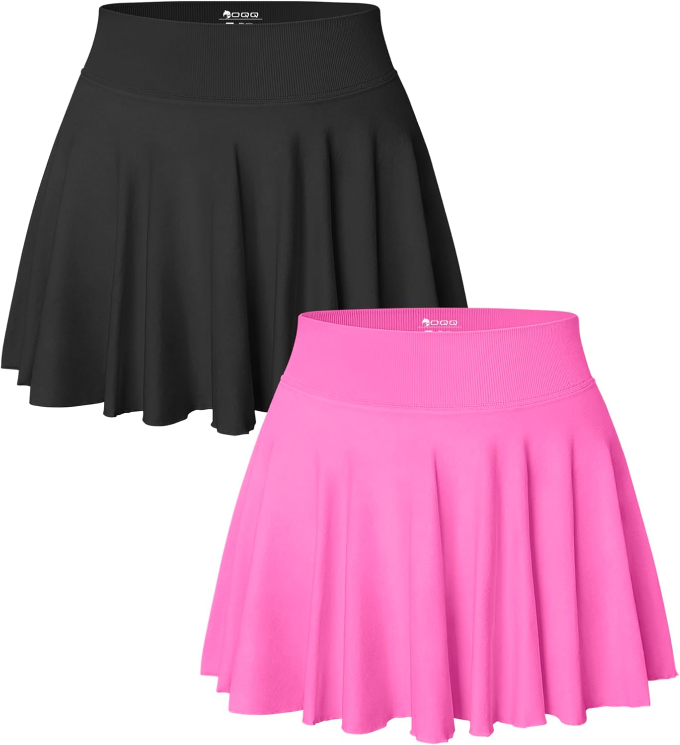 OQQ Women 2 Piece Skirts 2 in 1 Flowy Basic Versatile Mini Skirts
