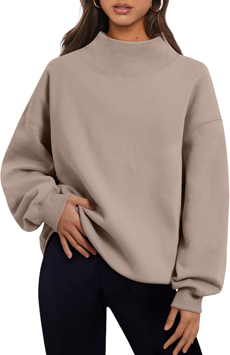 Cozy Oversized Turtleneck Hoodie by Trendy Queen