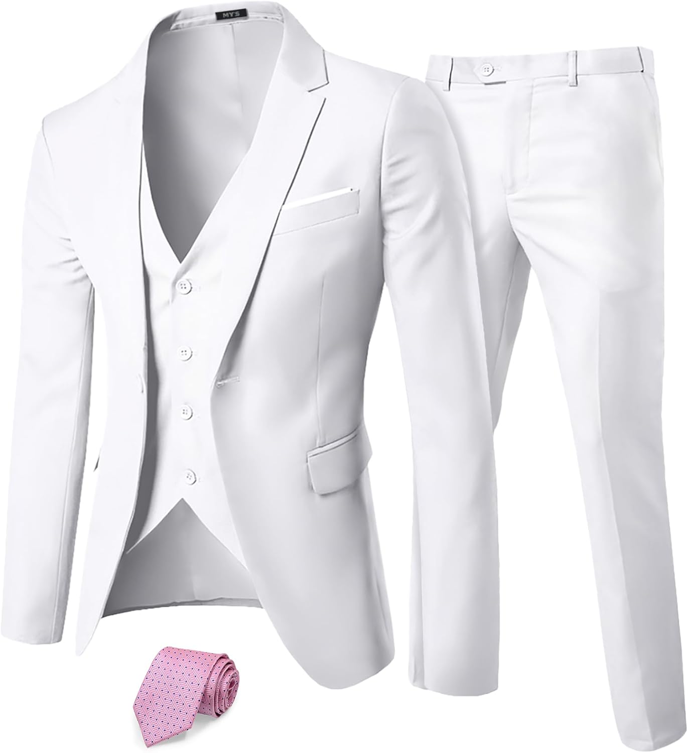 MY'S Men's 3 Piece Suit Set with Tie for Weddings and Parties