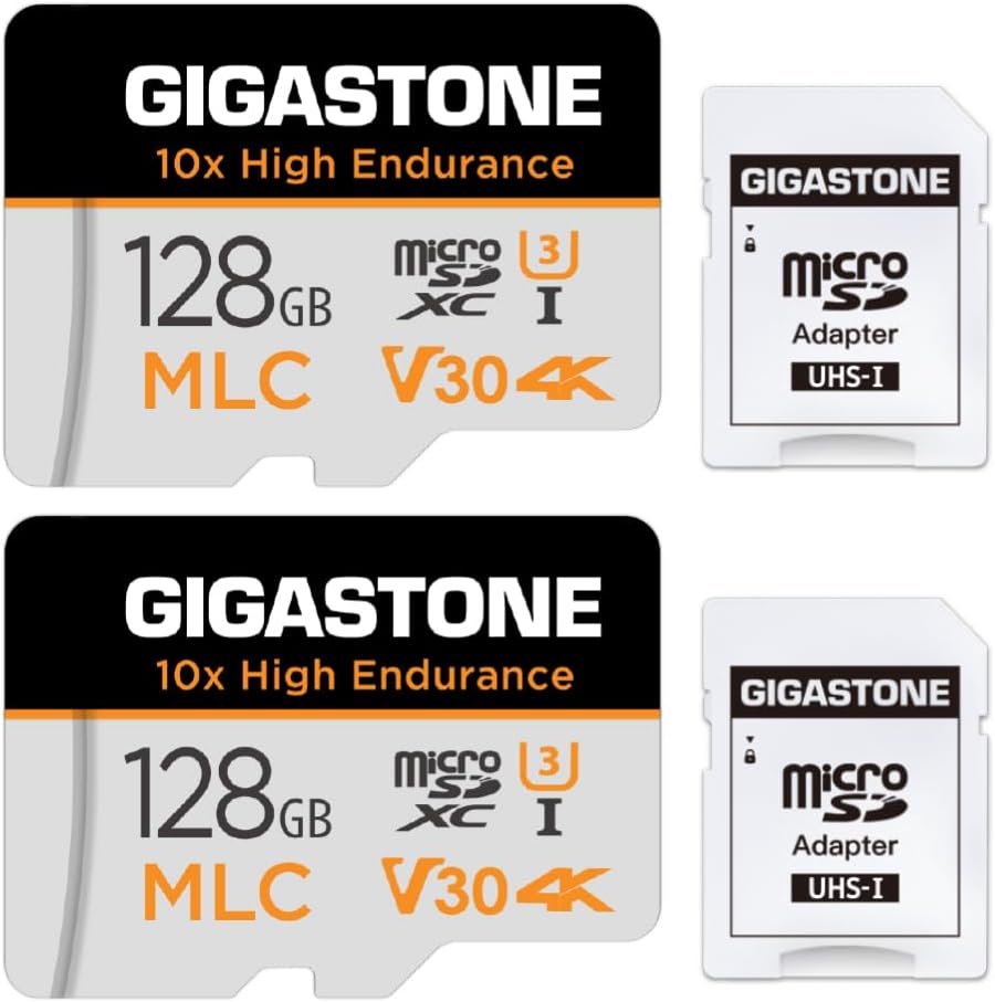 GIGASTONE 128GB MLC Micro SD Card 10x High Endurance for 4K Use