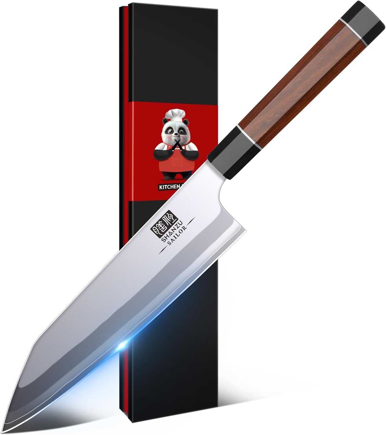 8 Inch Japanese Chef Knife with Ergonomic Red Sandalwood Handle