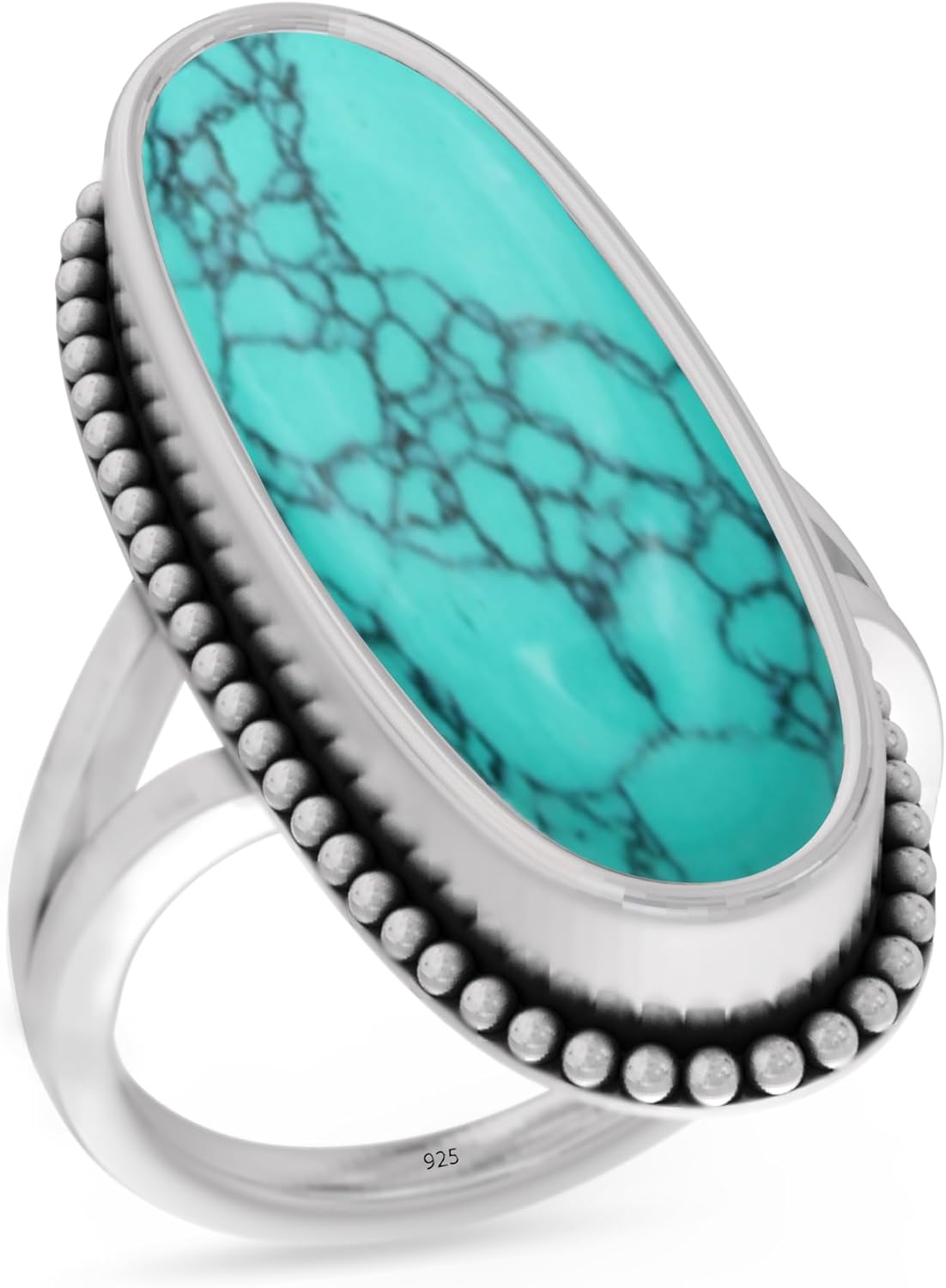 925 Sterling Silver Ring with Turquoise Gemstone for Women
