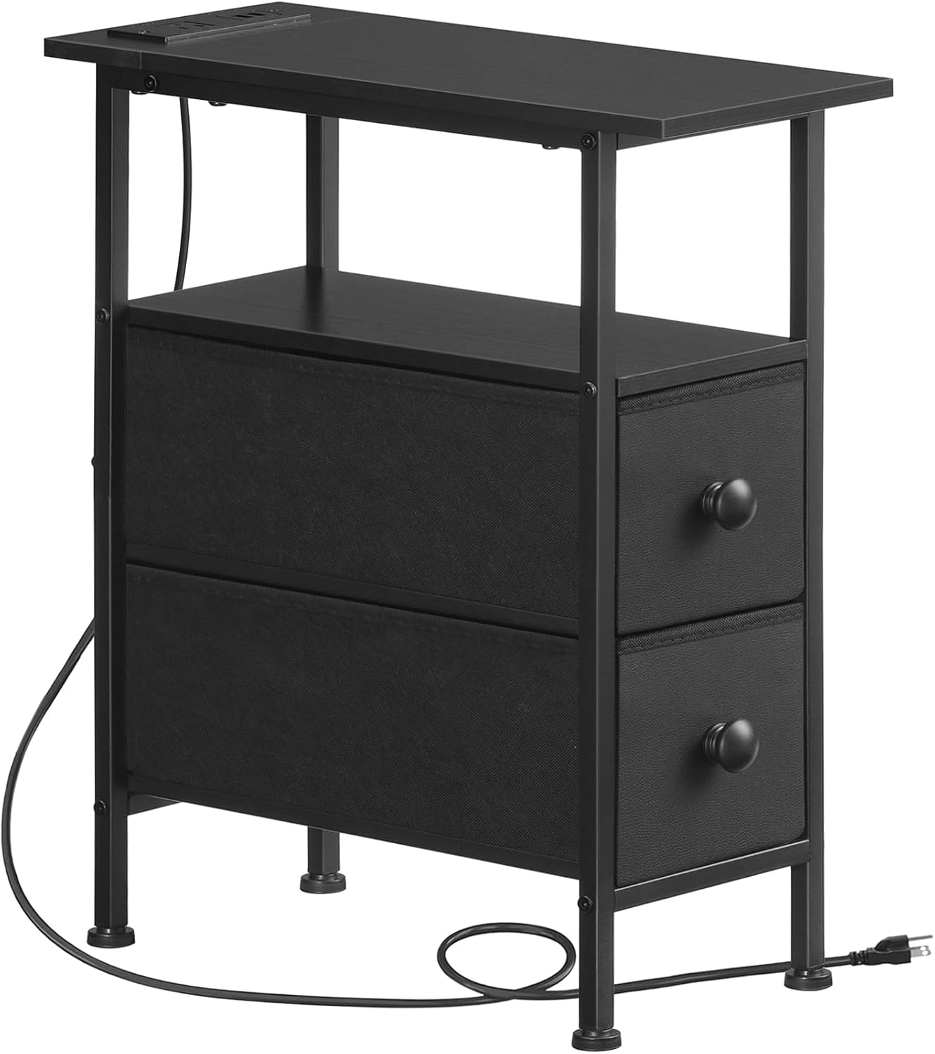HOOBRO End Table with Charging Station for Small Spaces