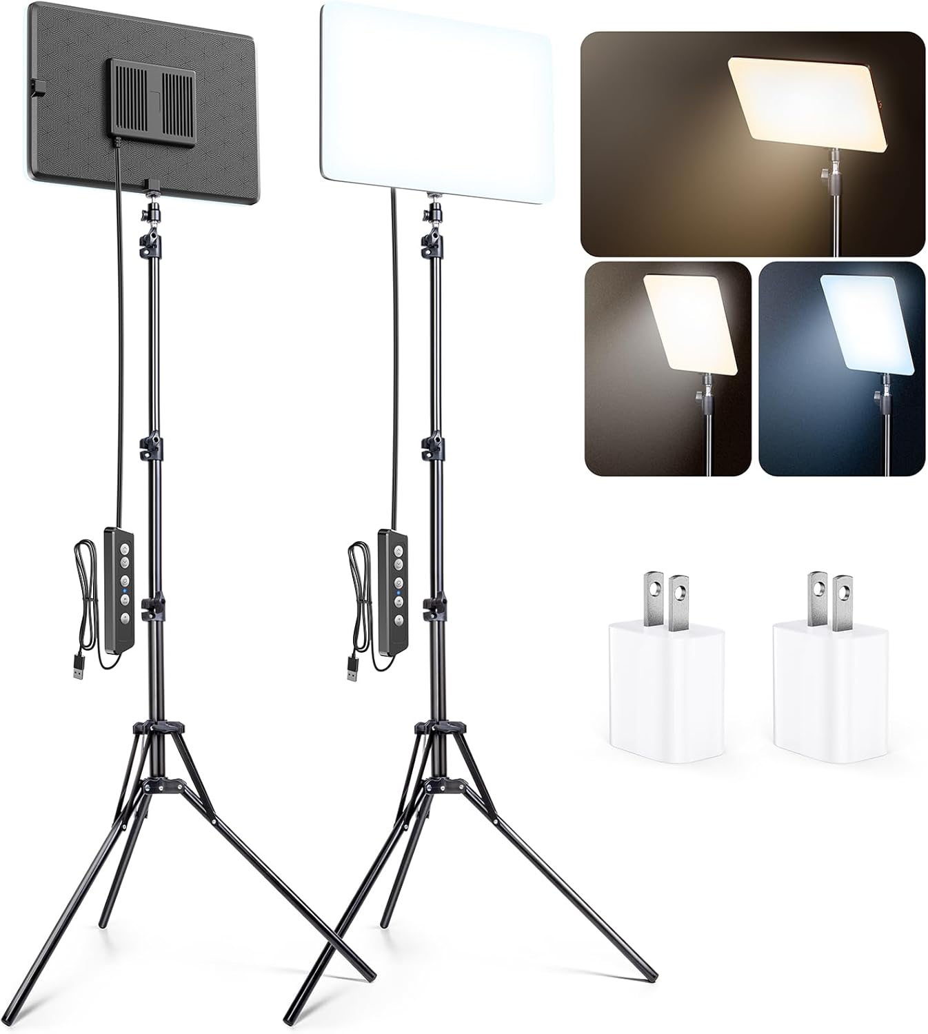 2 Pack LED Video Light Kit for Photography and Streaming