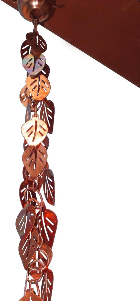 Monarch Rain Chains Pure Copper Cascading Leaves for Gutters