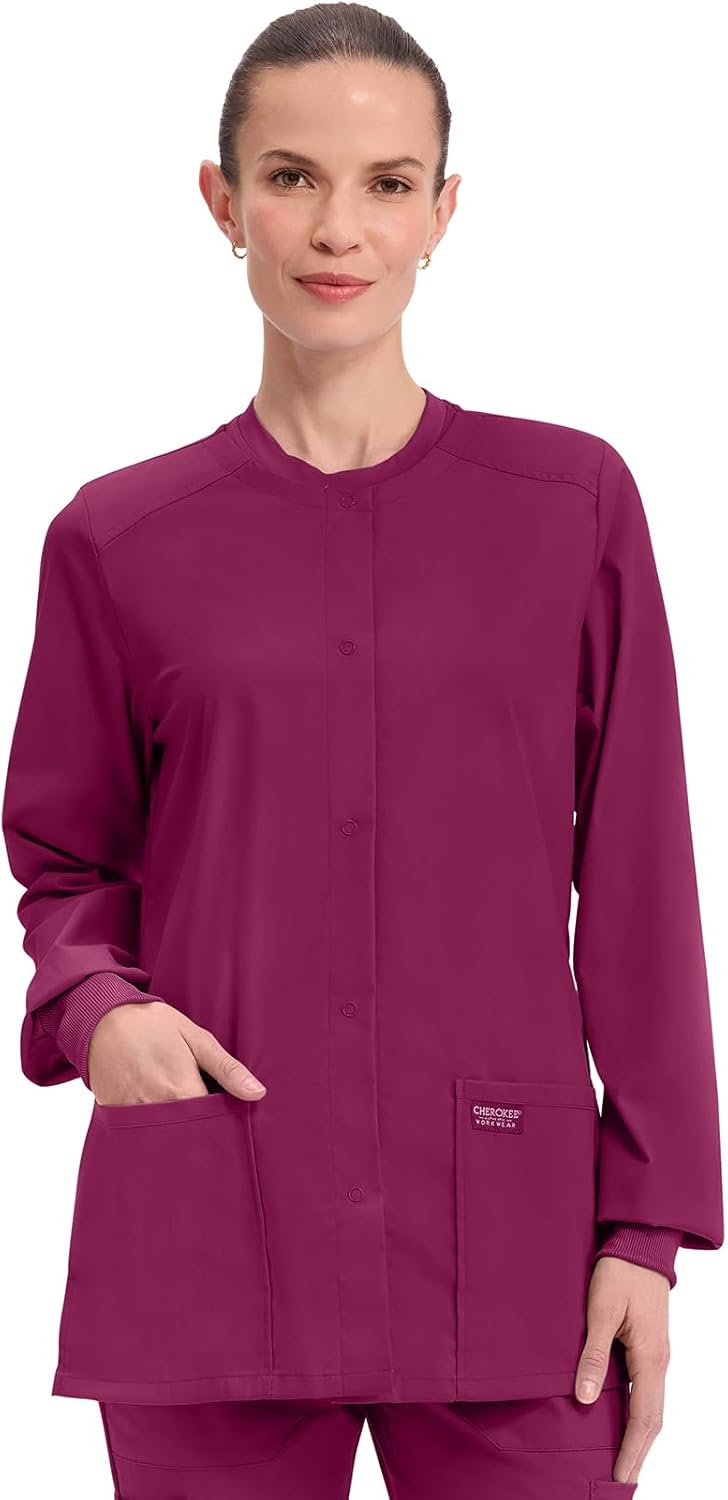 Cherokee Scrub Jacket for Women with 3 Pockets and Stretch