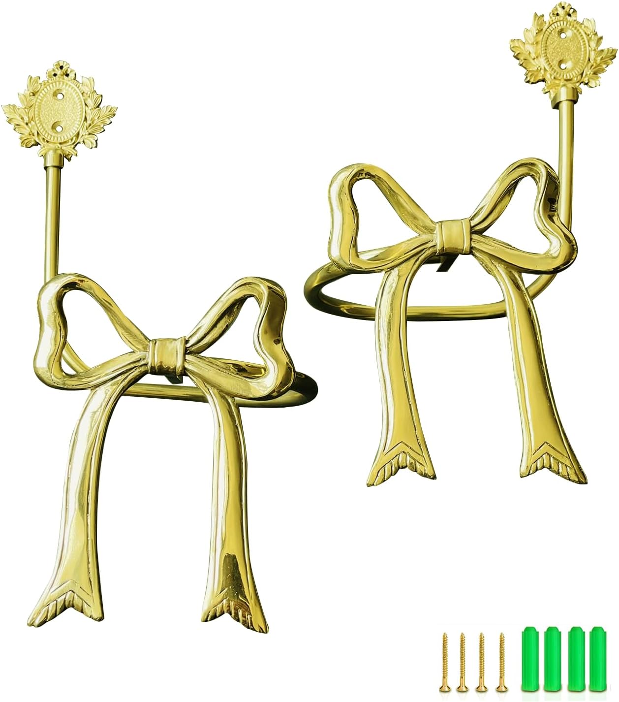 Gold Bow Curtain Tiebacks Set - Elegant Drapery Holdbacks