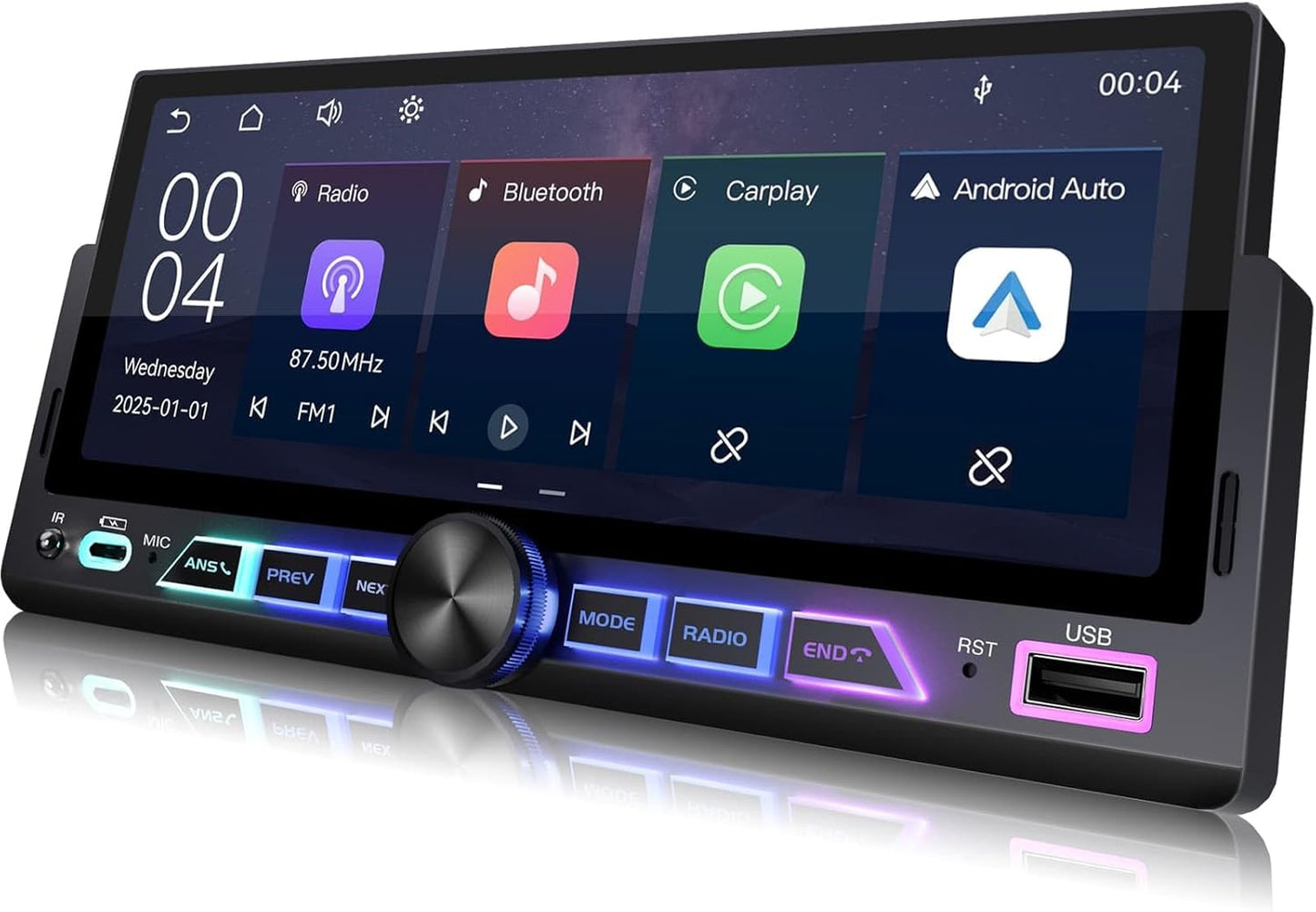 SOOEMAKA Single Din Car Stereo with Wireless CarPlay & Android Auto