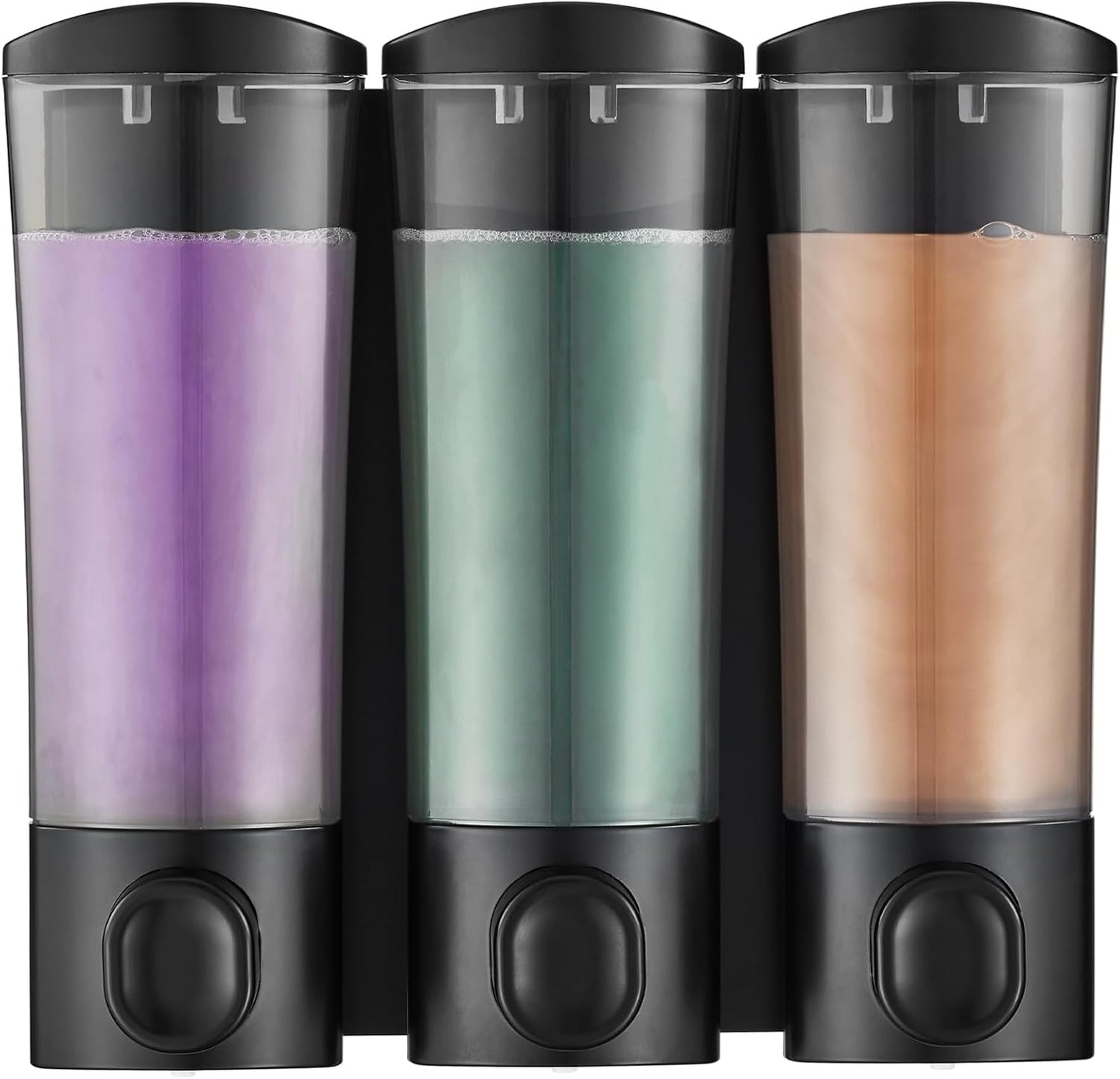 3-Chamber Wall Mount Dispenser Set, No Drill, 3x300ML, Black