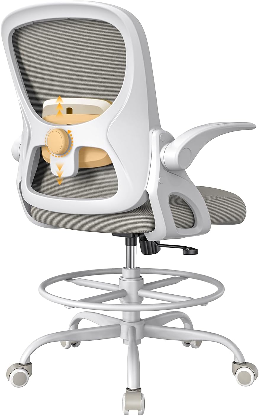 Drafting Chair with Ergonomic Lumbar Support and Footrest