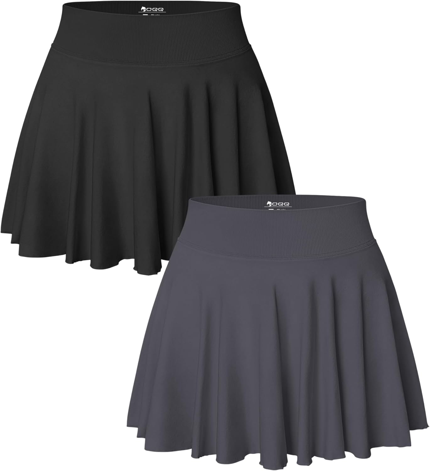 OQQ Women 2 Piece Flowy Stretchy Flared Casual Mini Skirts