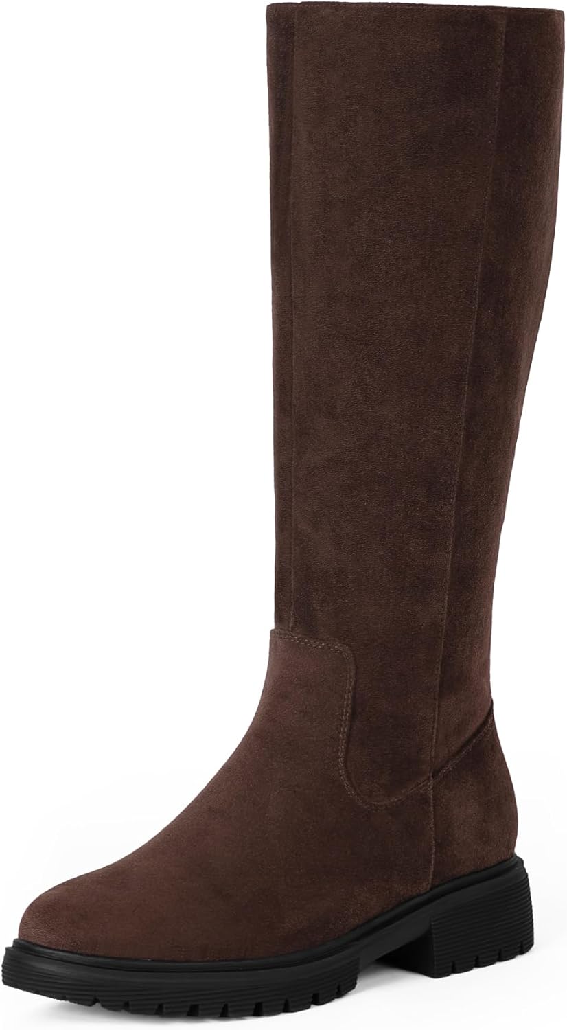 Knee High Boots for Women with Round Toe and Chunky Heel