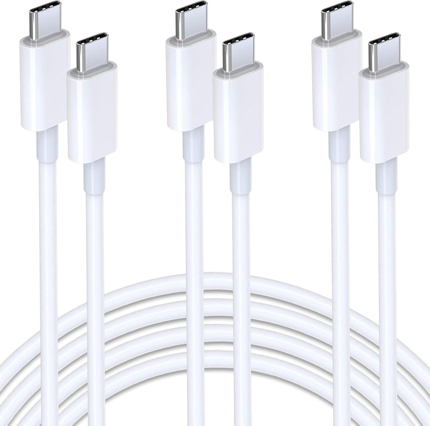 YOKERSU 6Ft 3-Pack Fast Charge USB-C Cables - iPhone & Galaxy Compatible