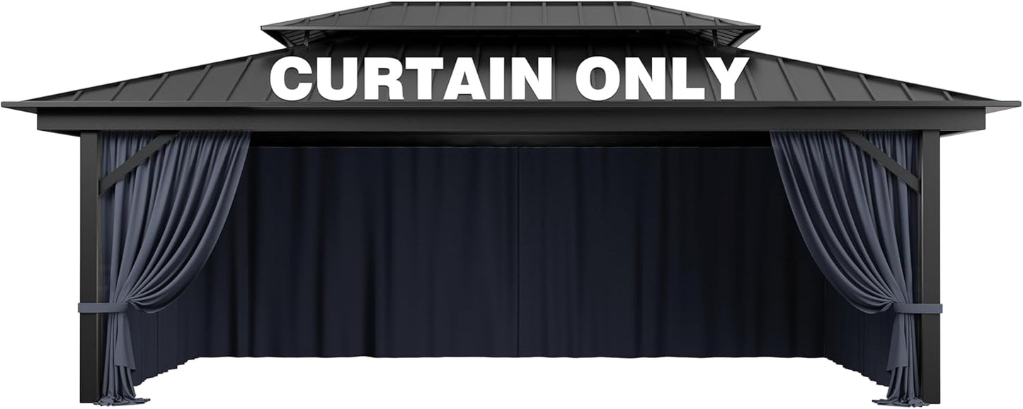 Universal 4-Panel Outdoor Gazebo Curtain Replacement for 12ft X 20ft