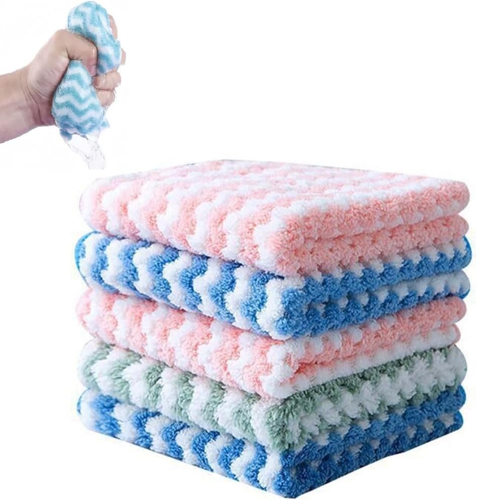 Yoovat Microfiber Cleaning Cloths - 5PC Set, Super Absorbent, Multifunctional