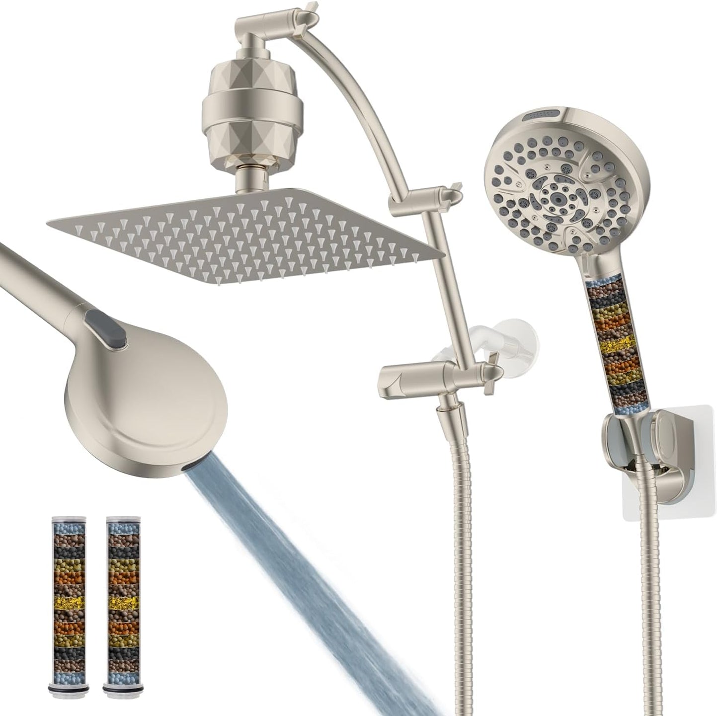 Hibbent All Metal 10 Dual Filtered Rainfall Shower Head Combo