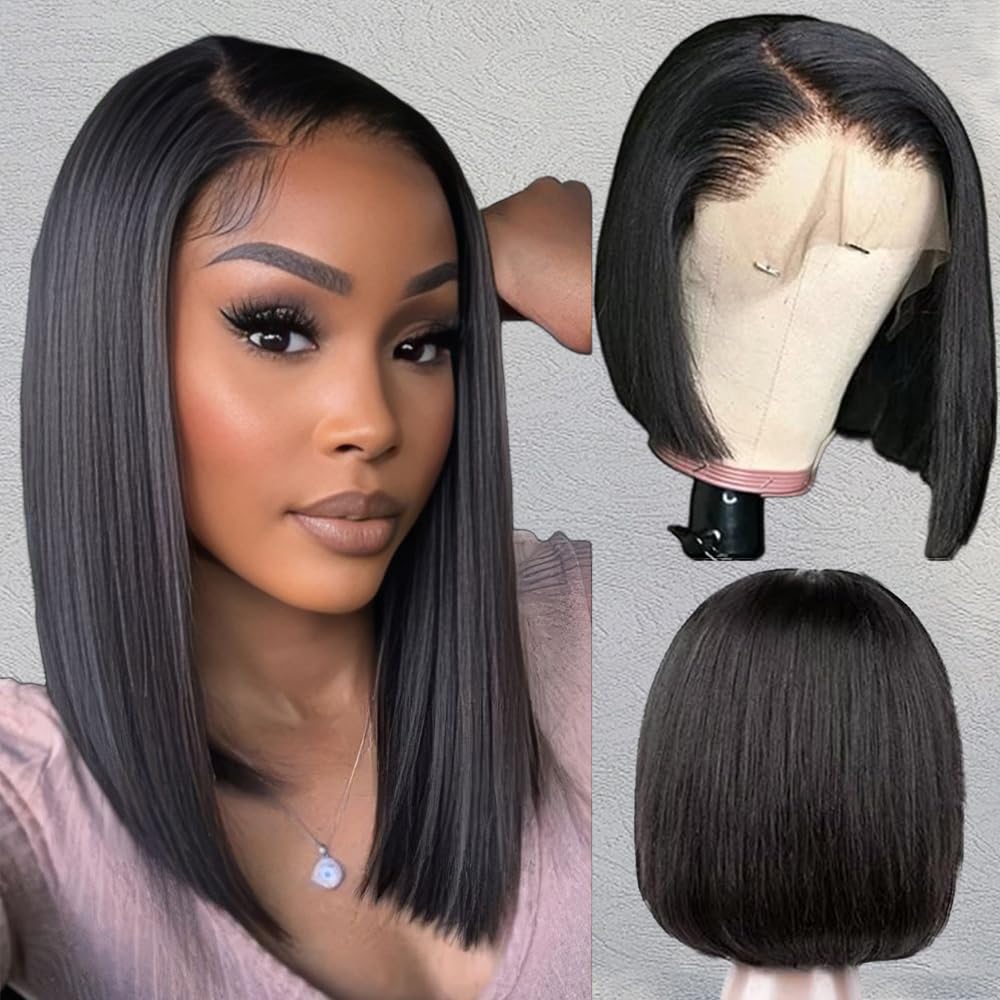 Bob Wig Human Hair 200 Density 13x4 HD Lace Front Wigs