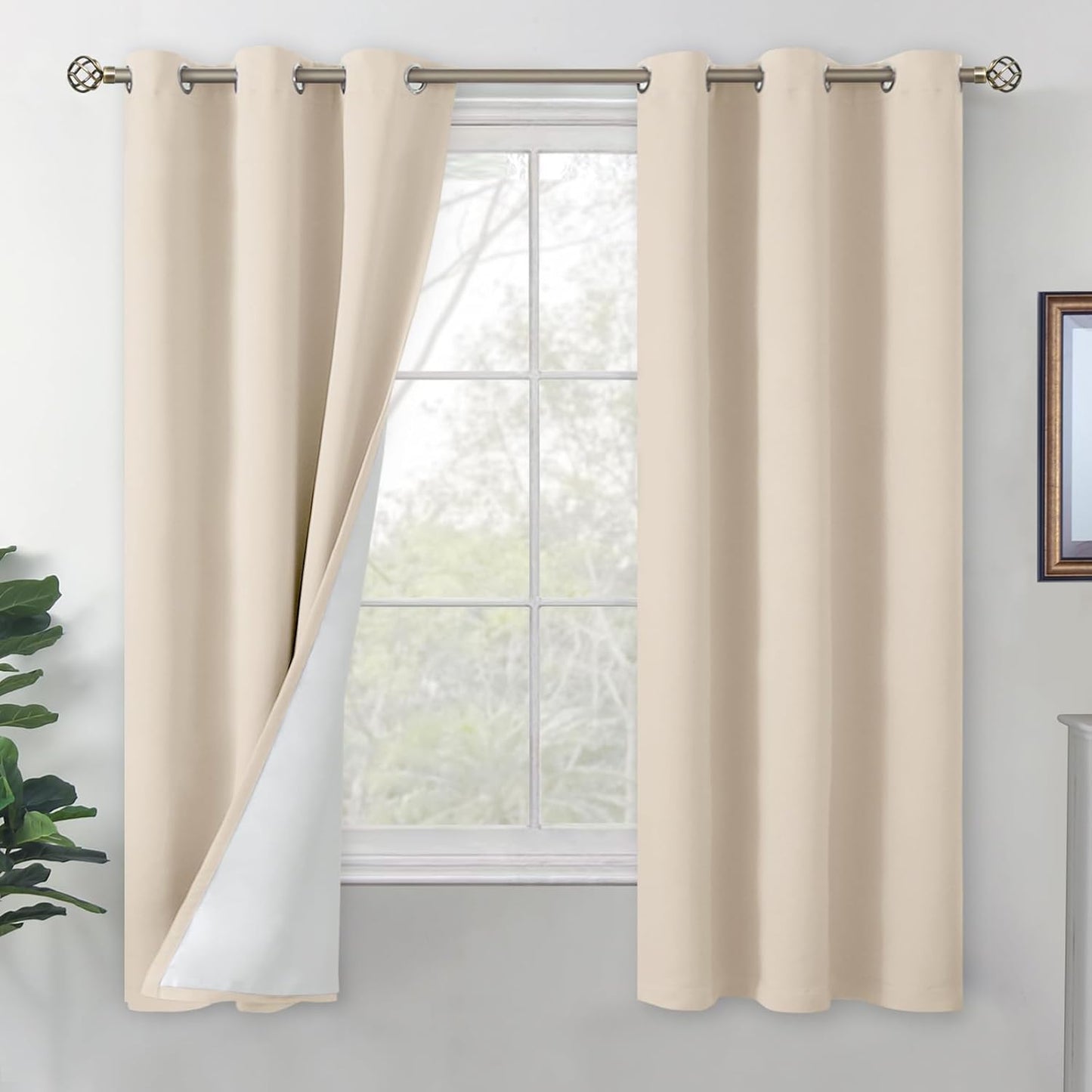 BGment Champagne Blackout Curtains for Bedroom 63 Inch Length