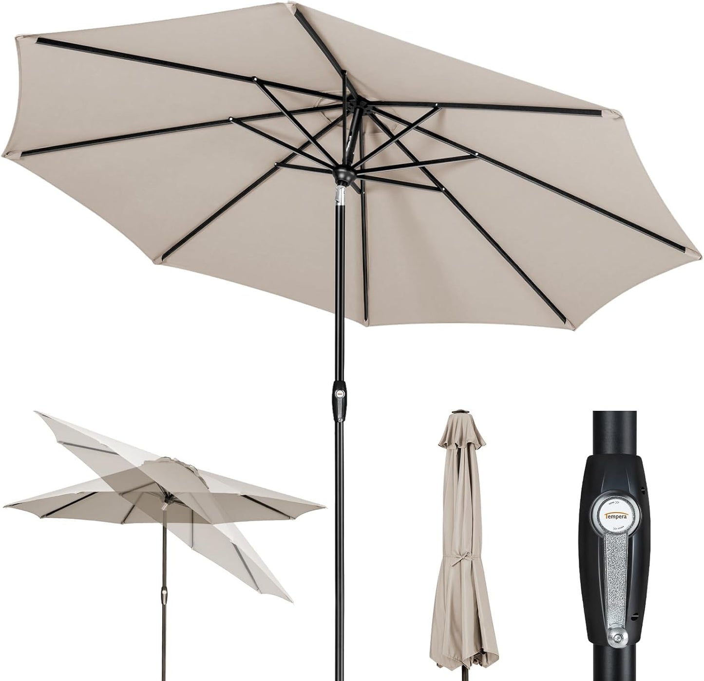 Tempera Patio Market Outdoor Table Umbrella with Auto Tilt