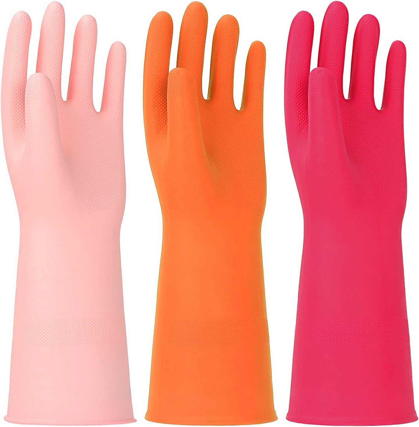 3 Pairs Latex-Free Nitrile Dishwashing Gloves - Large Size, Reusable - HINSOCHA