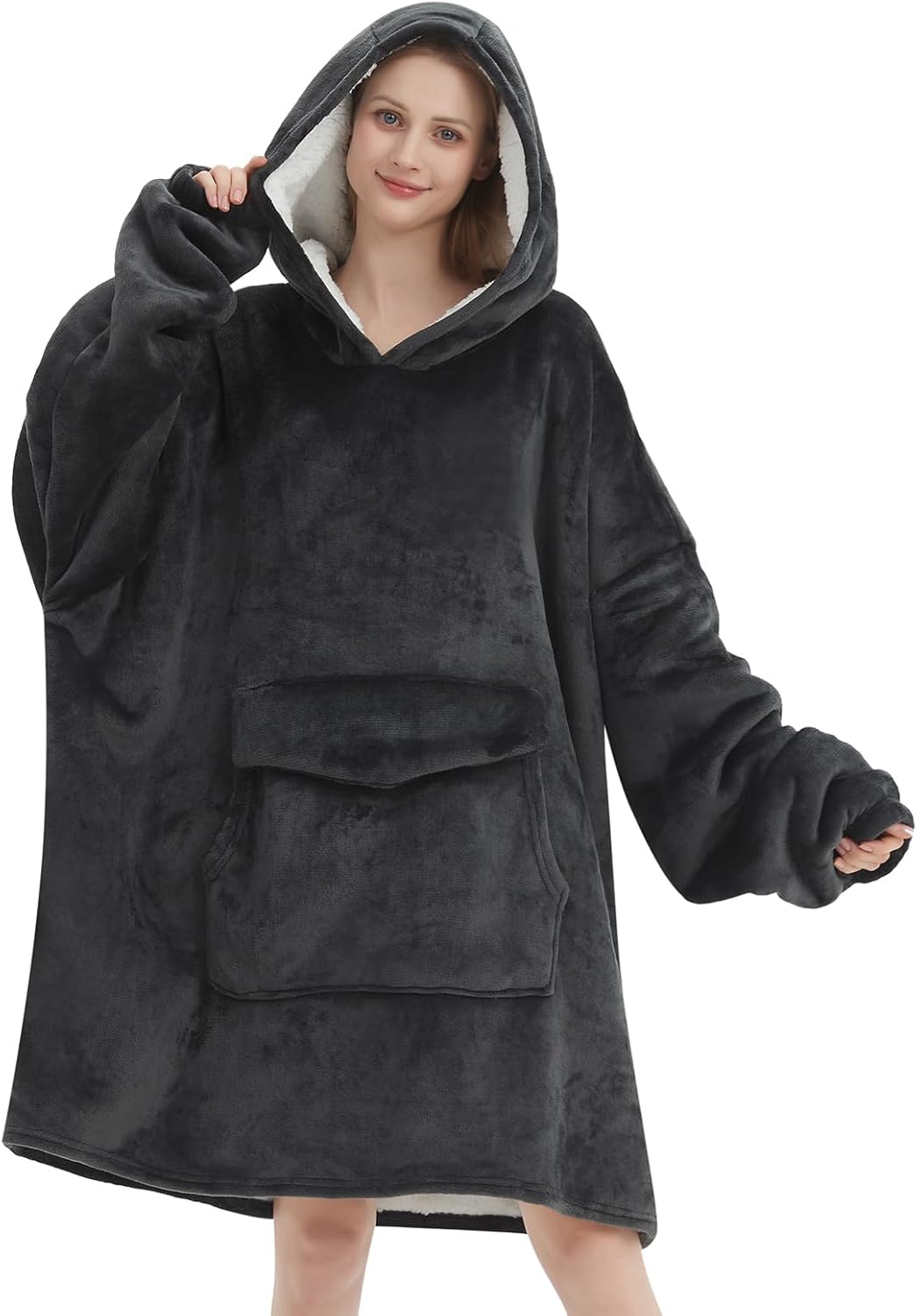 Mewkou Oversized Sherpa Hoodie - Cozy Comfort!