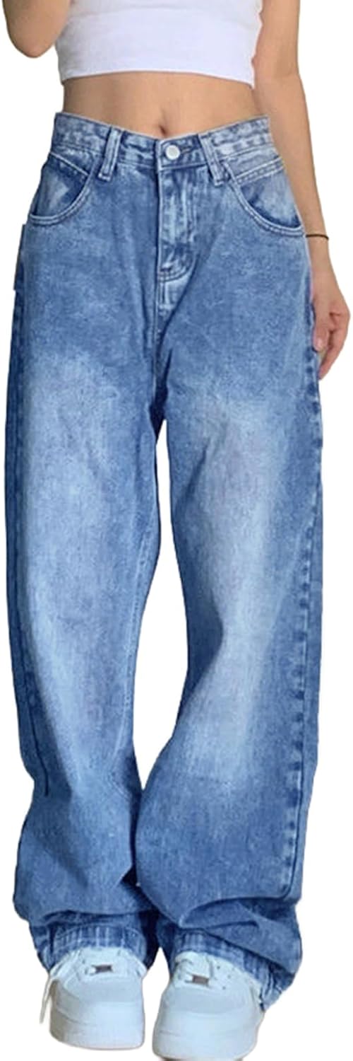 EMMIOL Women Baggy Jeans Vintage Wide Leg Denim Pants for Style