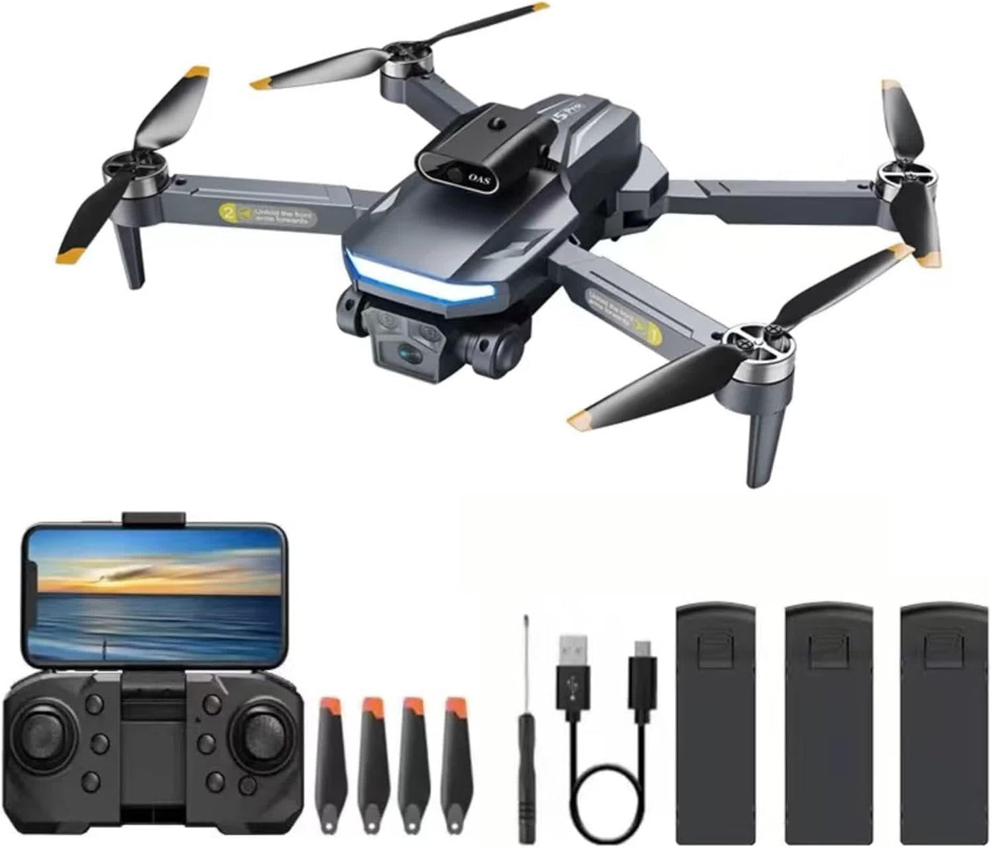 Advanced Gray Camera Drone for Beginners & Adults - Brushless Motors, Optimal Obstacle Avoidance