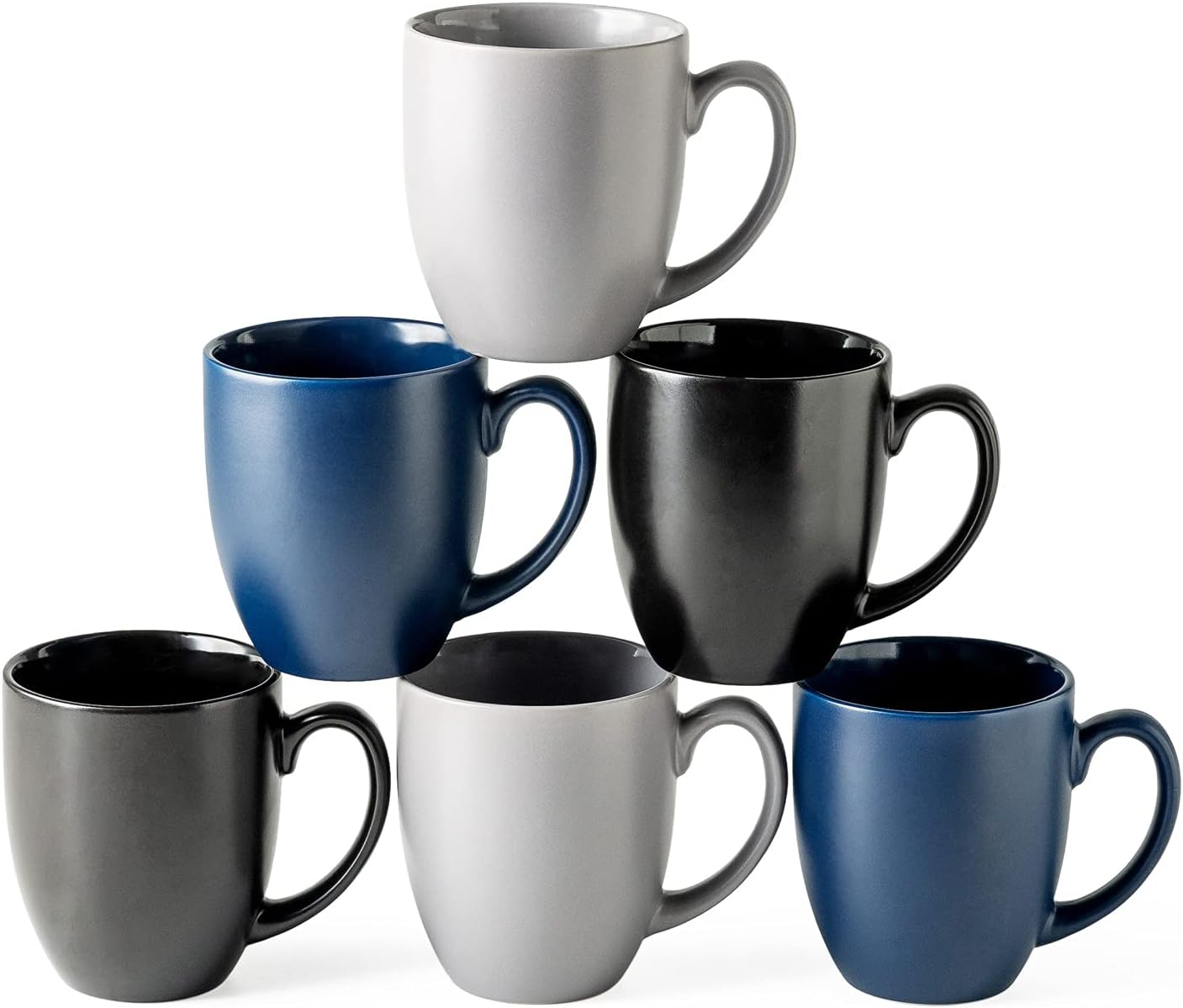 AmorArc 16oz Set of 6 Modern Coffee Mugs - Dishwasher Safe!