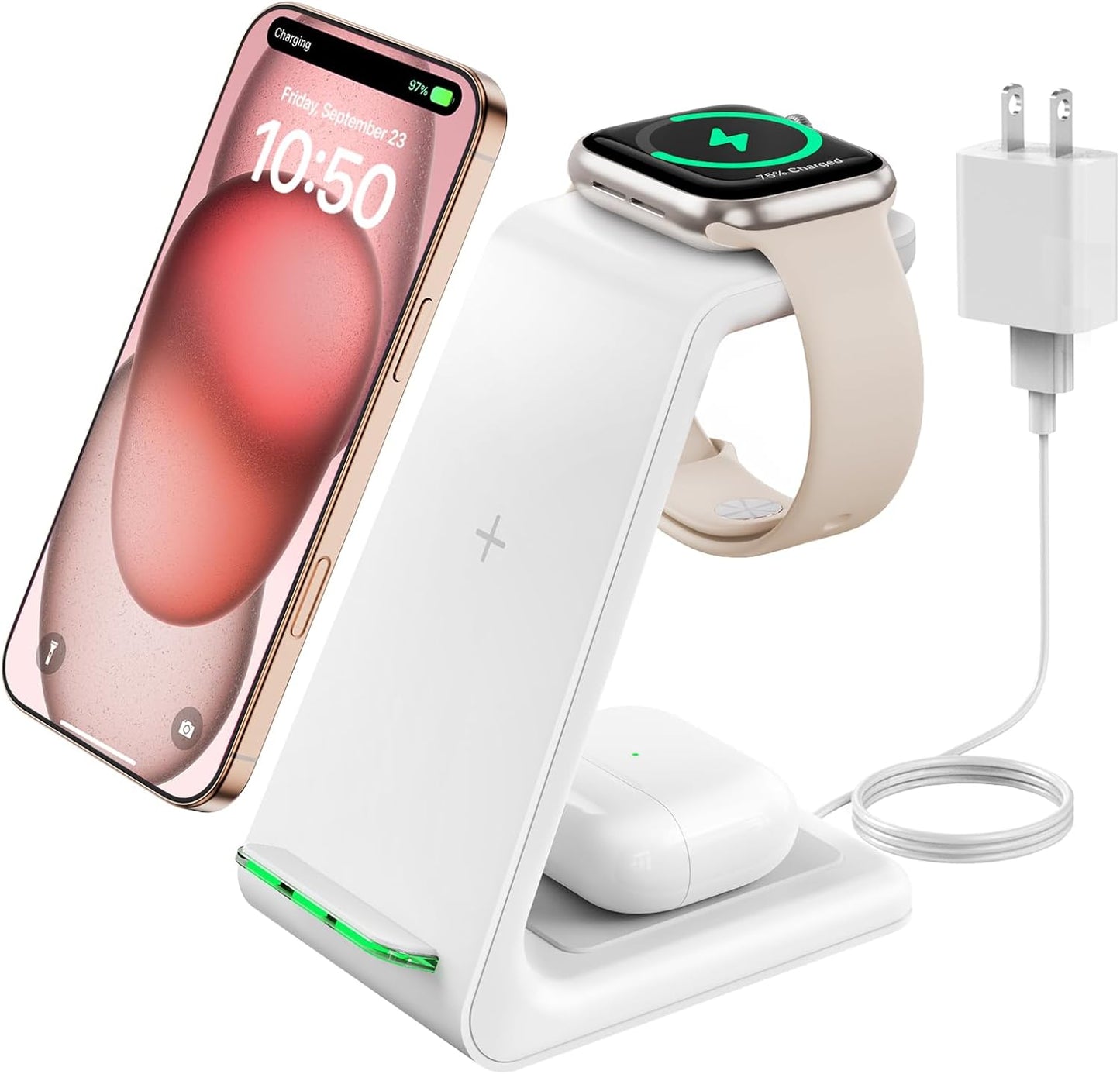 GEEKERA 3 in 1 Wireless Charging Station for Apple Devices