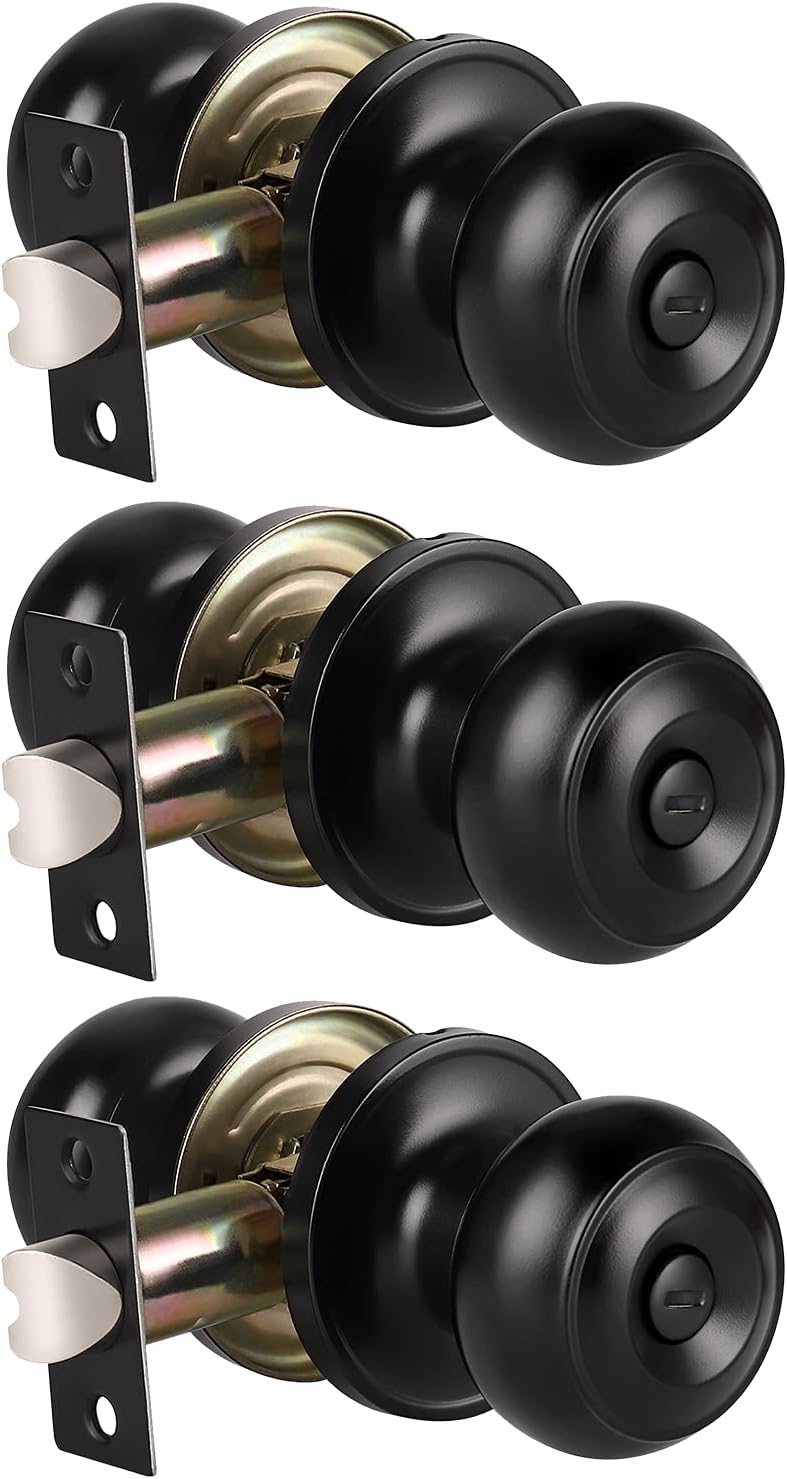 KNOBWELL Keyless Privacy Door Knobs - Matte Black Set