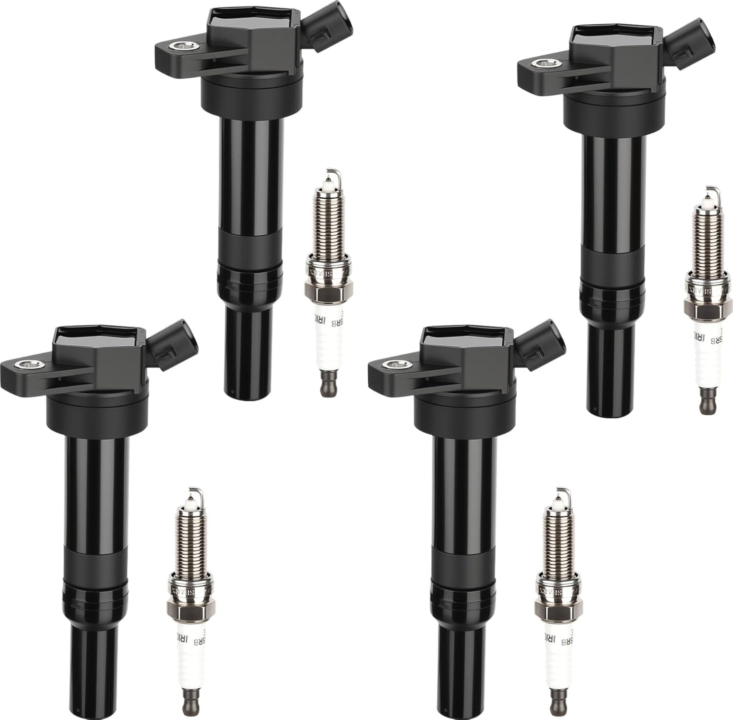 Set of 4 Ignition Coil Pack and Iridium Spark Plugs for Hyundai