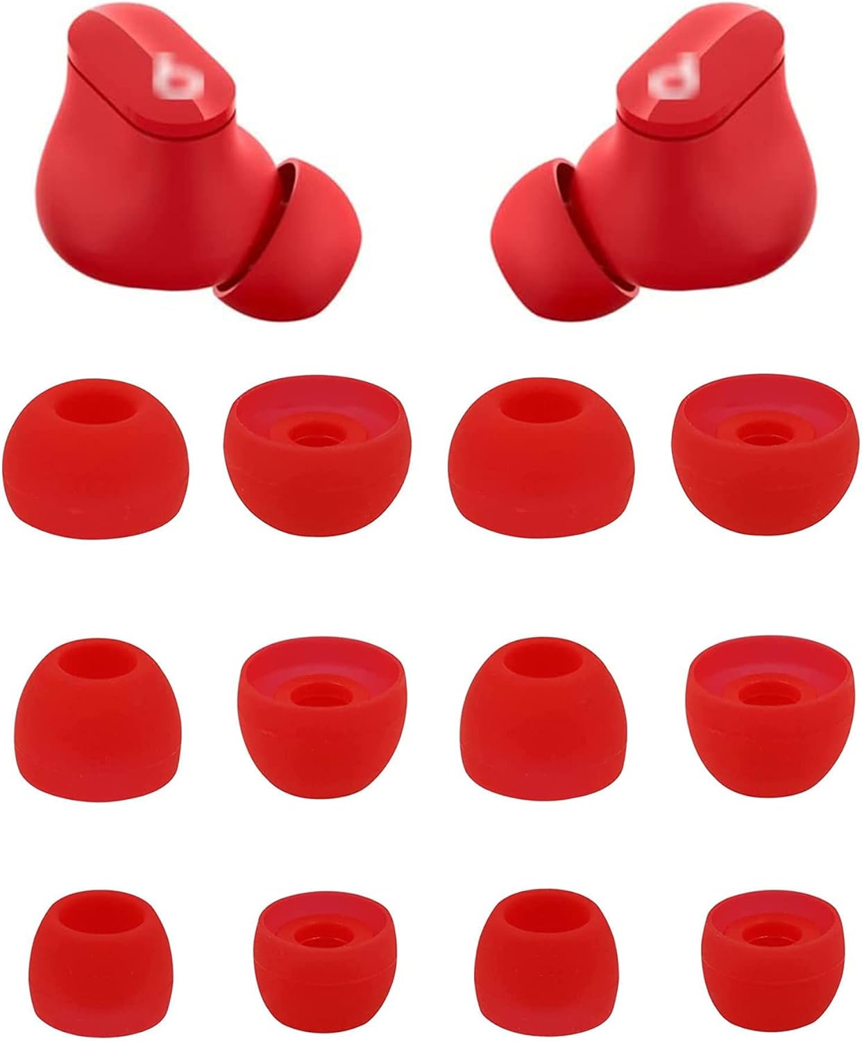 6 Pairs Red Silicon Ear Tips for Beats Studio Buds
