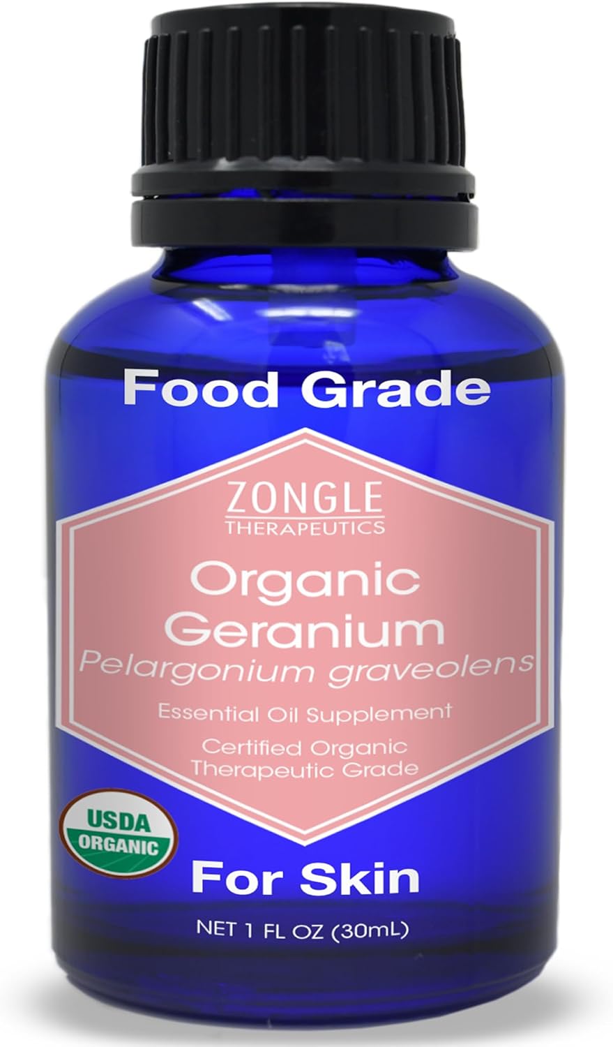 Organic Geranium Essential Oil for Skin by Zongle Therapeutics