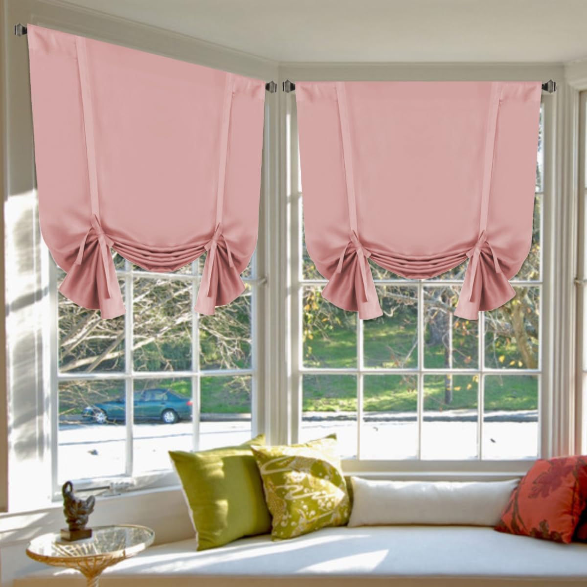 H.VERSAILTEX Blackout Tie Up Curtain Panels for Small Windows
