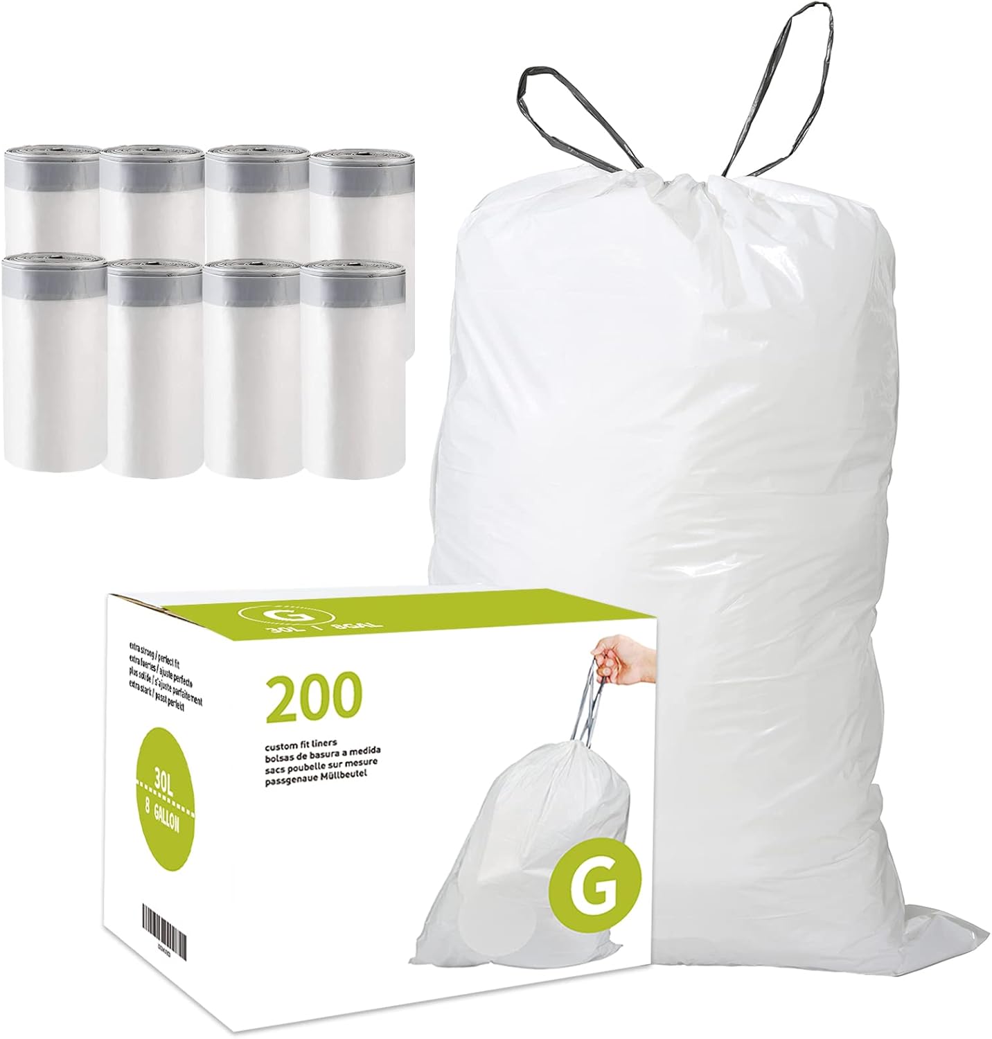Code G Heavy Duty Drawstring Plastic Trash Bags - 200 Count