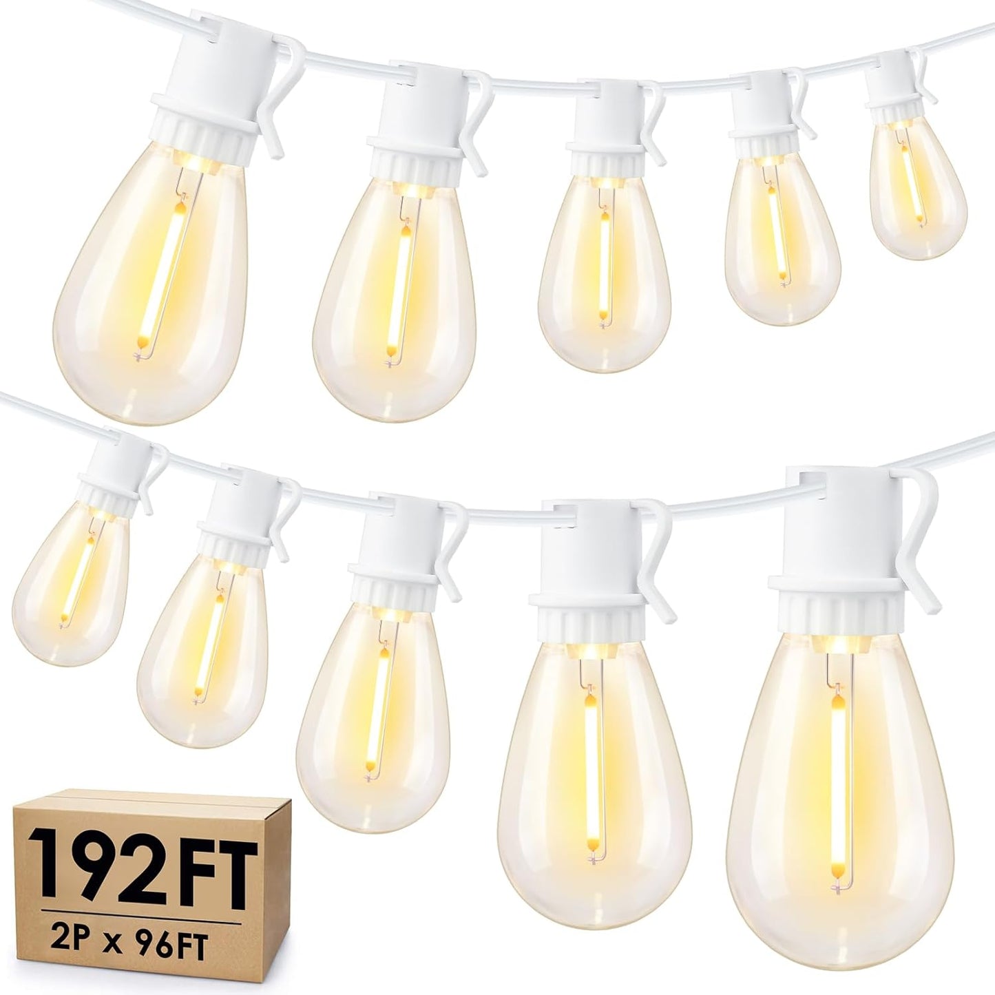 192FT LED Outdoor String Lights for Patio, Wedding, and More