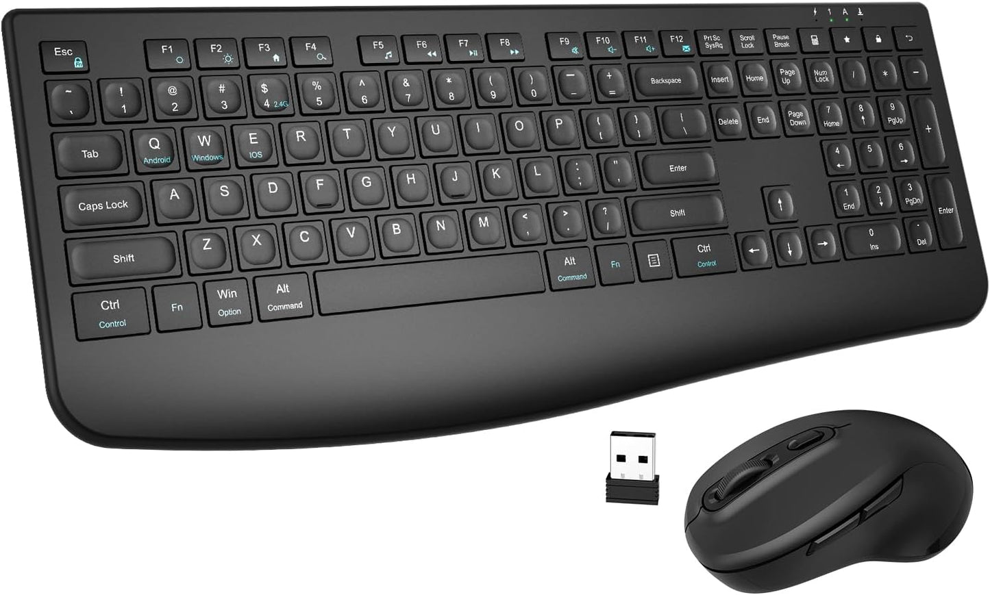 EDJO Wireless Keyboard & Mouse: Ergonomic, Rechargeable, 3 DPI