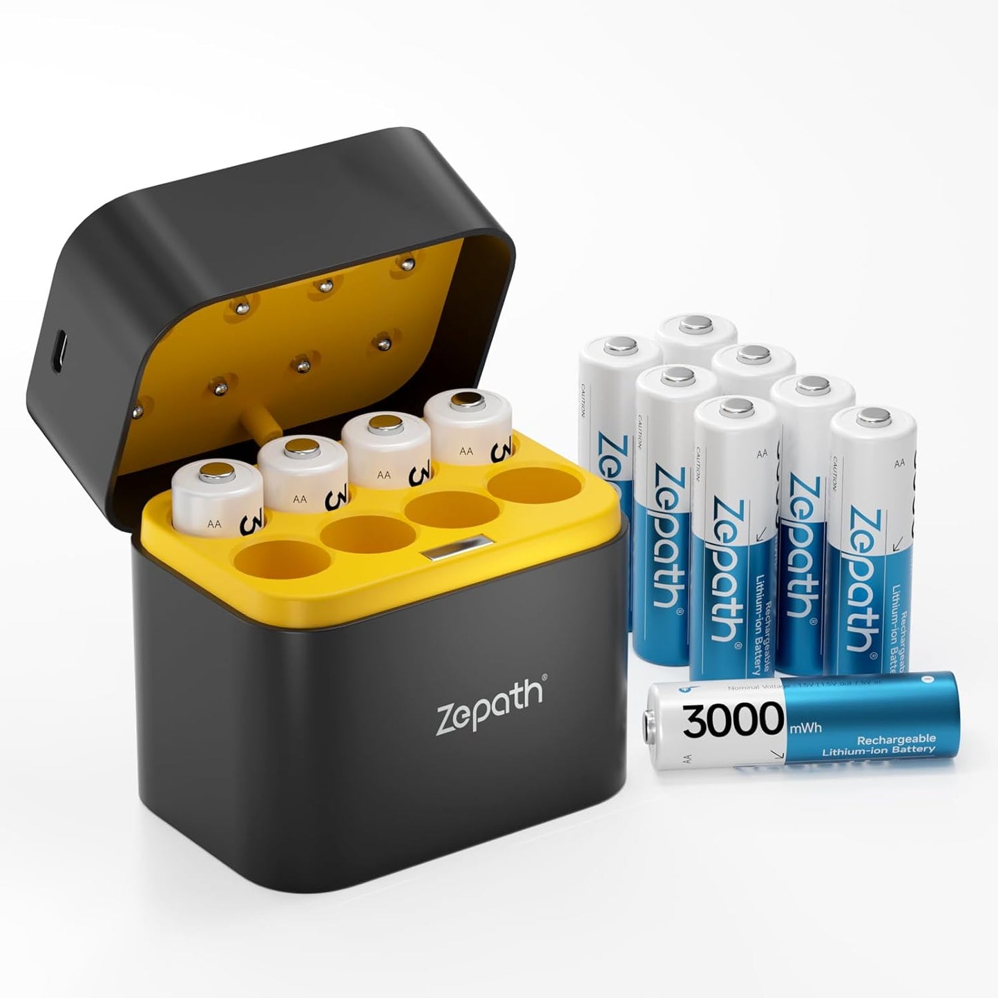 Rechargeable AA Batteries with Charger for High Power Devices