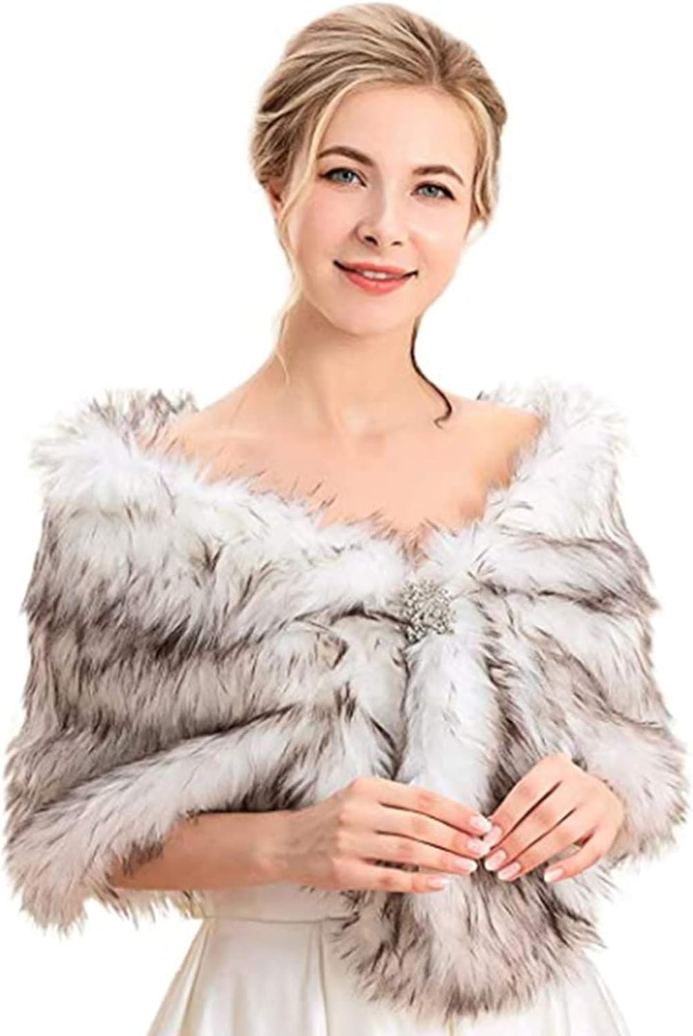 Aukmla Women's Wedding Fur Wraps and Shawls for Bridesmaids